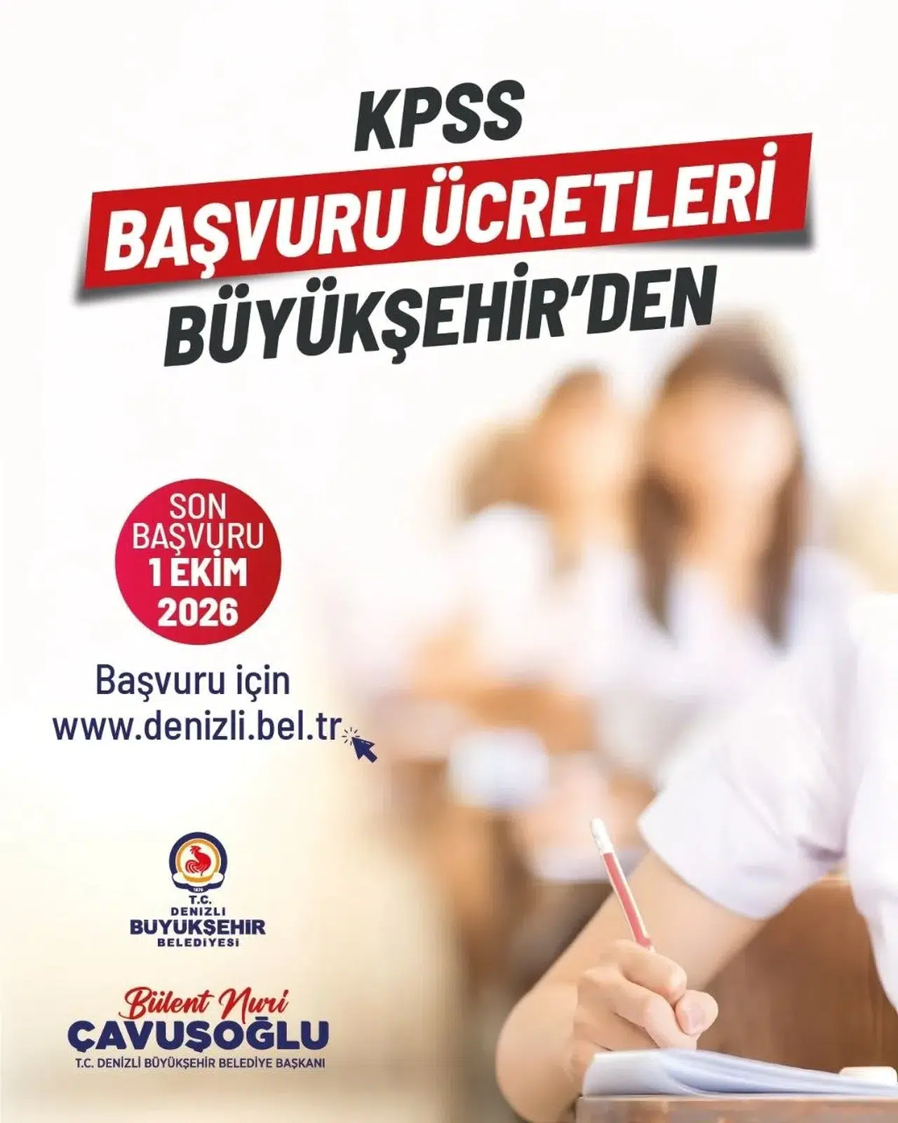 Gençlerin hayallerine Denizli Büyükşehir desteği: KPSS ücretleri belediyeden