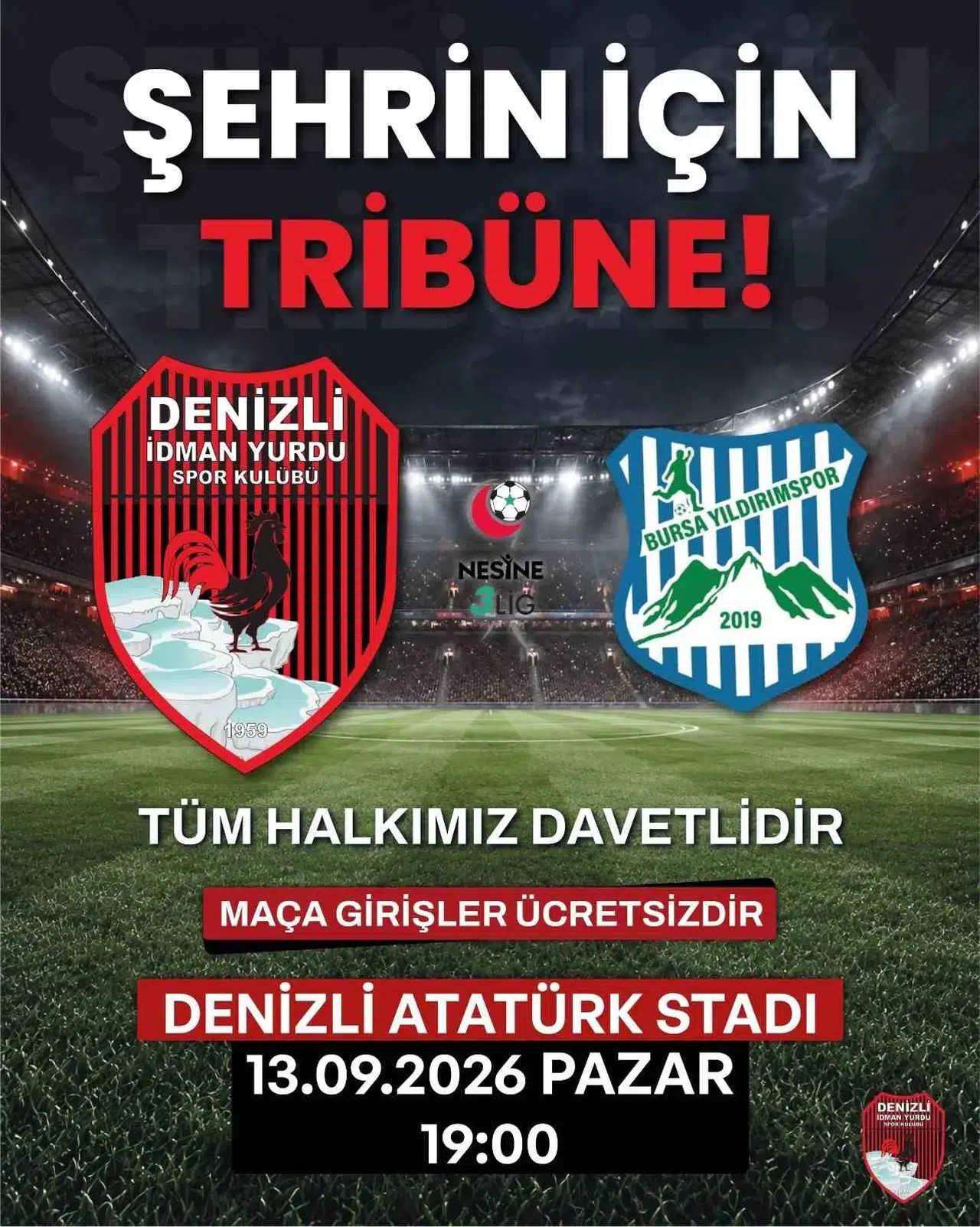 Denizli'de futbol şöleni başlıyor: Kapılar taraftara ardına kadar açıldı