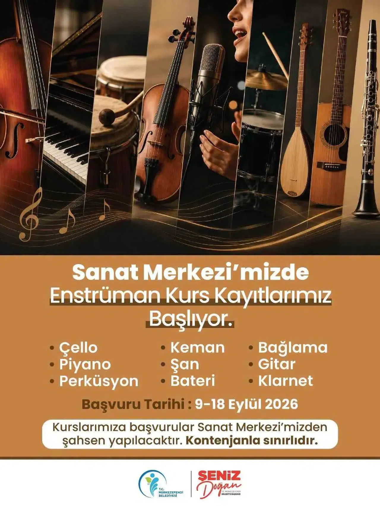 Merkezefendi'de müzik tutkunlarına kapılar açılıyor: Ücretsiz eğitim fırsatı başladı