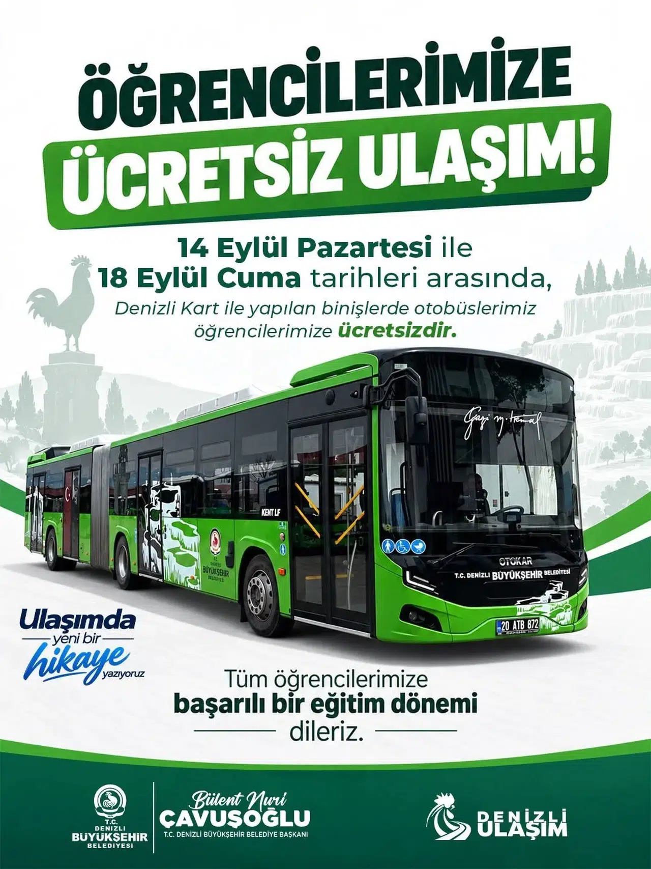 Denizli'de öğrencilere ulaşım jesti: Okul yolunda 5 gün boyunca ücretsiz seyahat