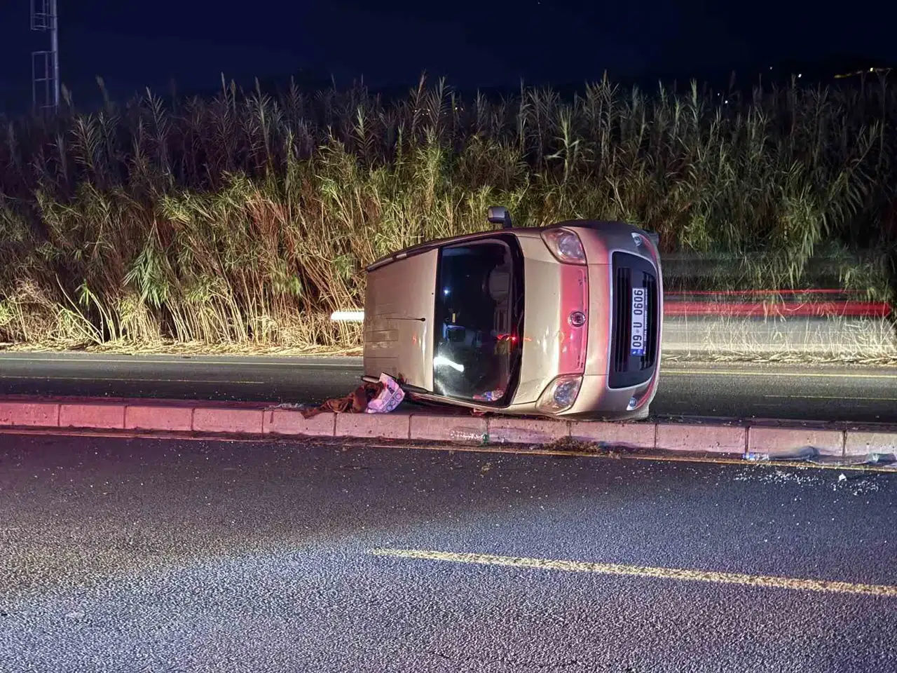 Aydın'da gece yarısı korkutan kaza: Domuzdan kaçarken takla attı