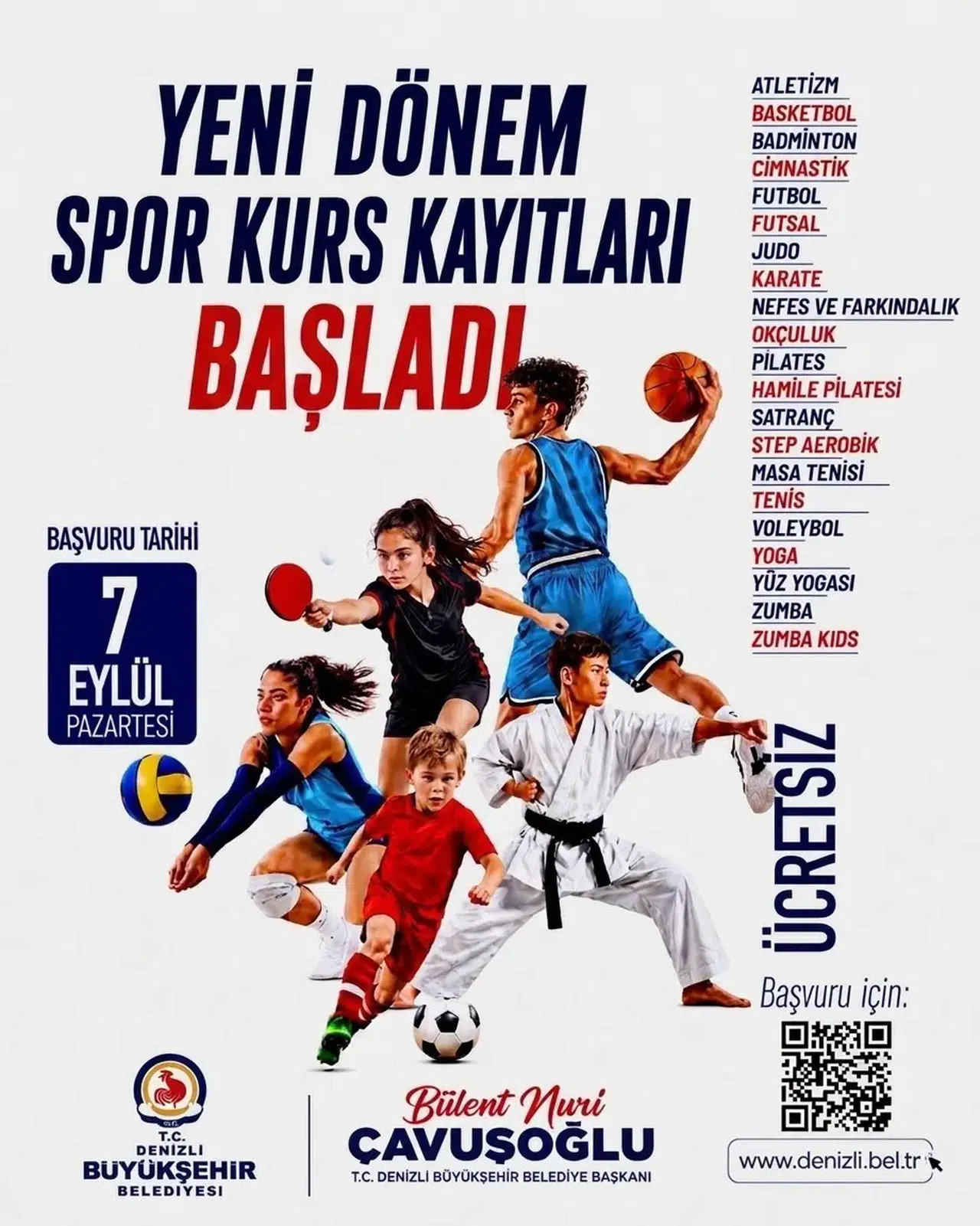 Denizli'de spor seferberliği başlıyor: 22 farklı branşta ücretsiz eğitim fırsatı