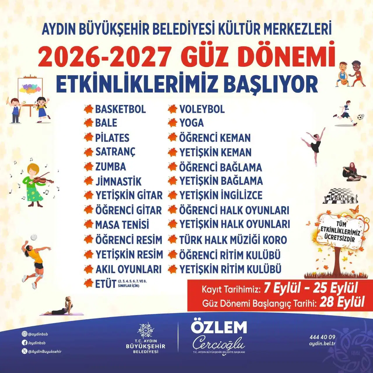 Aydın'da sanat ve spor dolu bir sezon başlıyor: Kayıtlar için geri sayım başladı