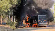 Dalaman yolunda alevli kabus: Belediye aracı hurdaya döndü