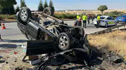 Uşak’ta korkutan kaza: Direksiyon hakimiyetini kaybeden sürücü yaşam mücadelesi veriyor