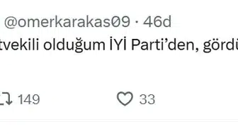 İYİ Parti’de sürpriz ayrılık: Ömer Karakaş milletvekilliği görevinden istifa ettiğini açıkladı