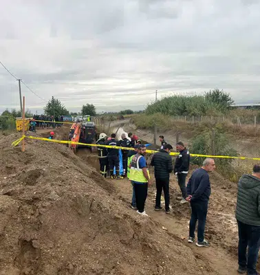 İncirliova'da acı olay: Kanalizasyon çalışmasında toprak altında kalan işçi kurtarılamadı