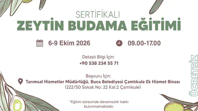 Buca Belediyesi'nden Ücretsiz Sertifikalı Zeytin Budama Eğitimi