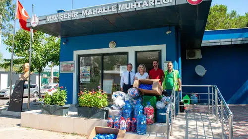 Muhtarlar, ‘Mavi Kapak’ kampanyasına 550 kilogramlık destekte bulundu!