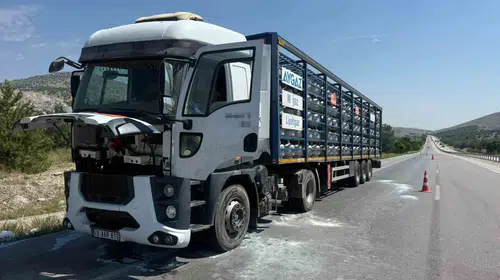 Afyonkarahisar'da nefes kesen anlar: Tüp yüklü tır alevlere teslim oldu