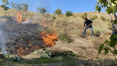 Manisa'da korku dolu anlar: Alevler yerleşim yerlerinin kıyısından döndü