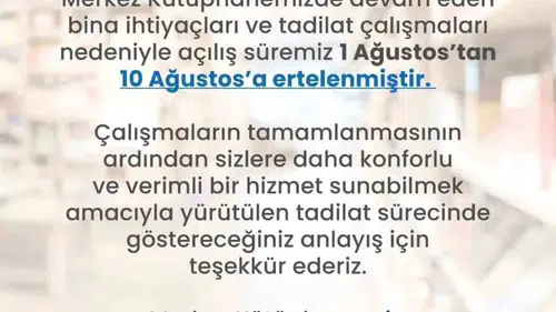 Merkezefendi’de kütüphane mesaisi uzadı: Açılış tarihi revize edildi