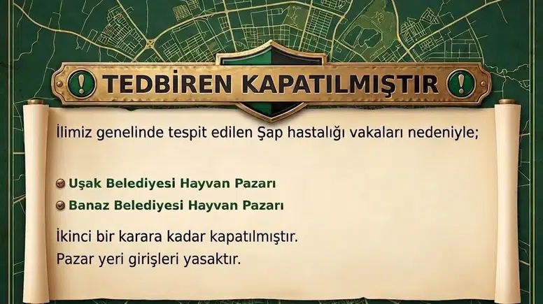 Uşak’ta hayvancılık sektöründe şap önlemi: İki büyük pazar faaliyetlerini durdurdu