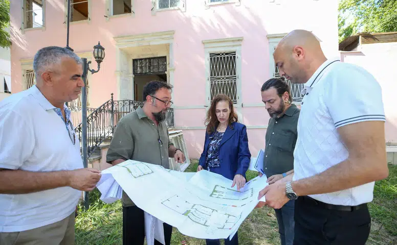 Latife Hanım Köşkü’nde restorasyon devam ediyor:  Başkan Ünsal’dan yerinde inceleme