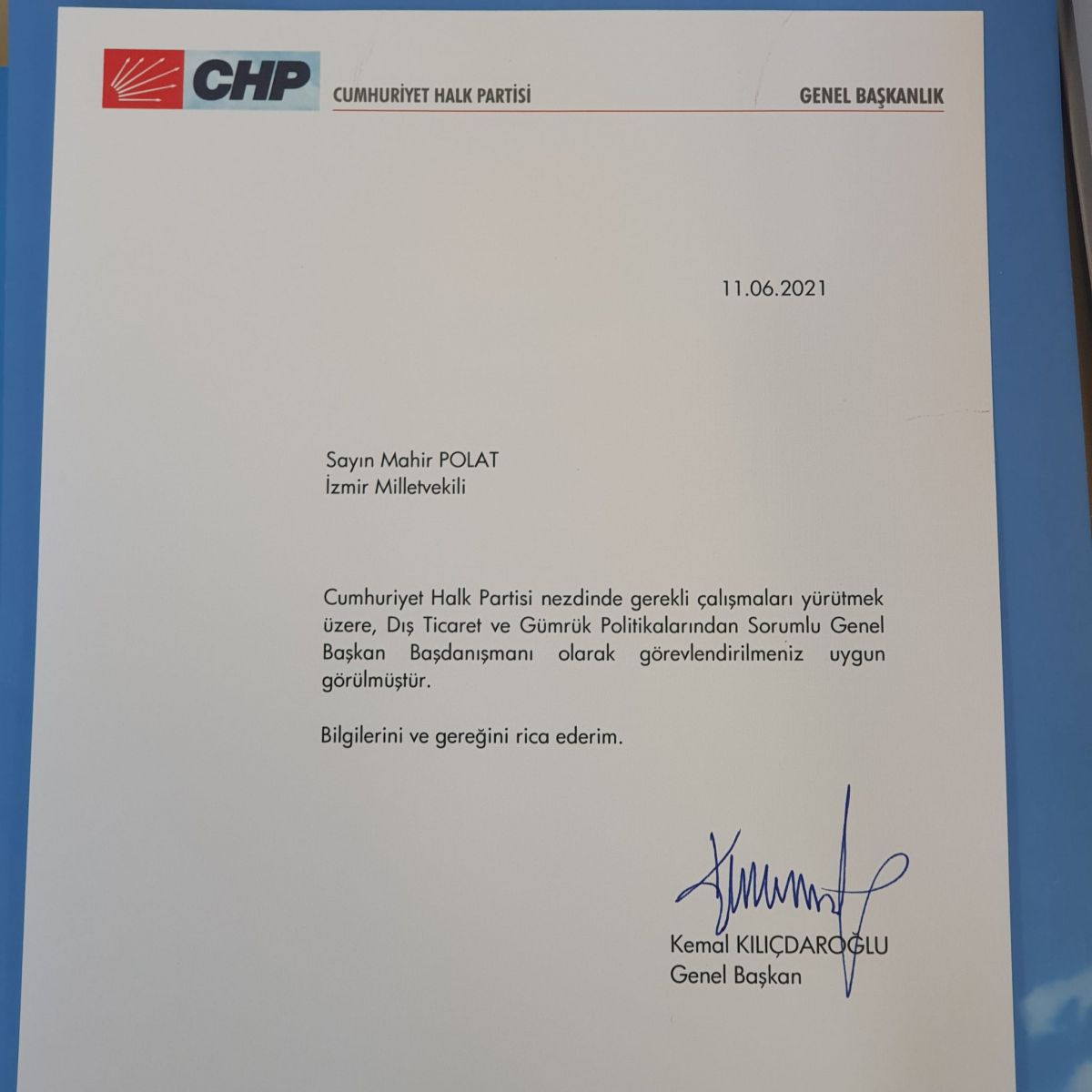 CHP İzmir Milletvekili Polat'a özel görev