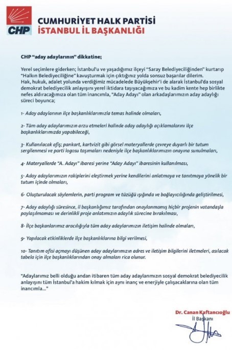 Kaftancıoğlu Aday Adaylarını Uyardı