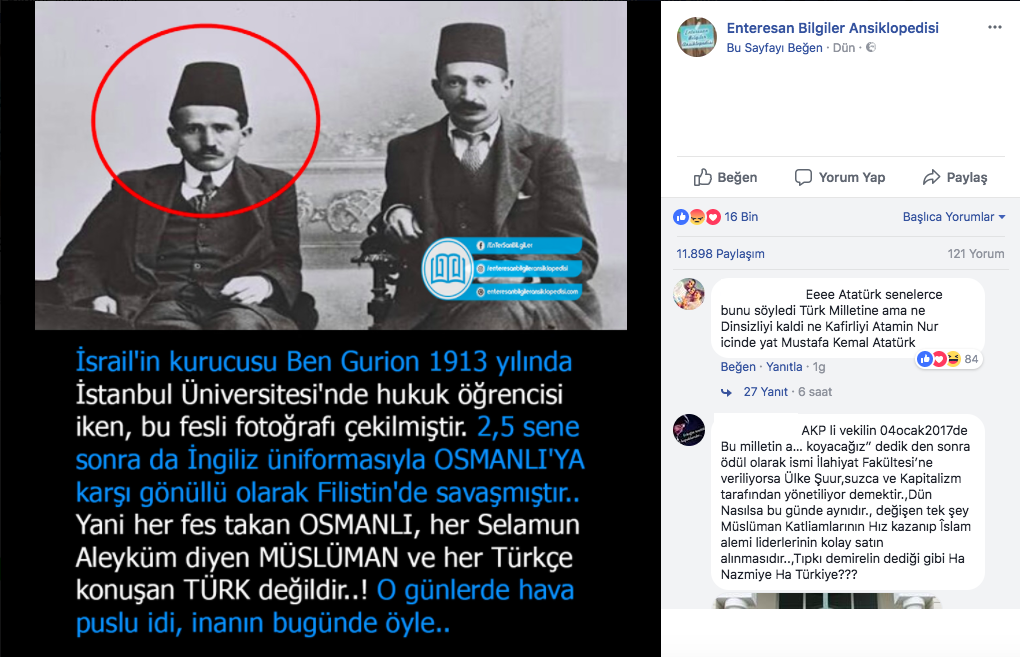 İsrail Devleti’nin kurucusu Ben Gurion’un İstanbul Üniversitesi’nde eğitim gördüğü