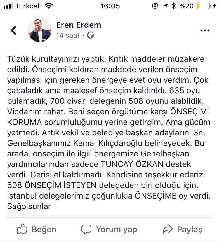 Sadece Tuncay Özkan "Önseçim" Dedi