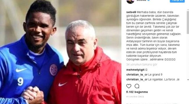 Eto'o'dan Çalımbay'a Teşekkür