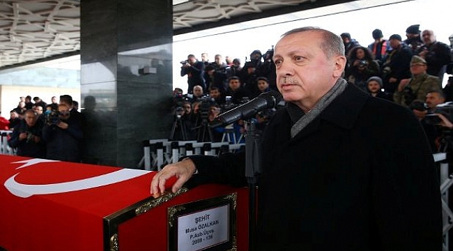 Erdoğan şehit cenazesinde konuştu