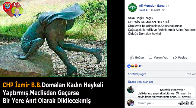 İzmir Büyükşehir Belediyesi’nin diktiği kadın heykeli iddiası