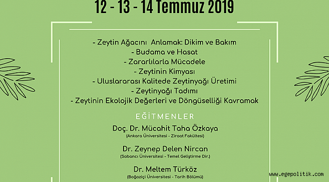 Zeytin Okulu'ndan, Zeytincilik Eğitimi