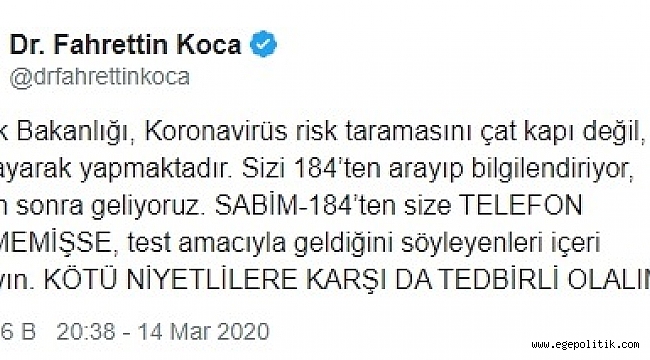 Koronavirüs Dolandırıcılarına Karşı Bakan'dan Uyarı