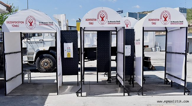 Bornova’daki tüm pazarlara   dezenfektan tüneli