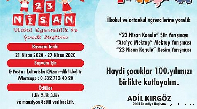 Dikili Belediyesi'nden Çocuklara Özel 23 Nisan Yarışması