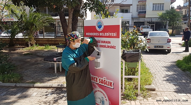Menderes’te El Dezenfekte Üniteleri Devrede