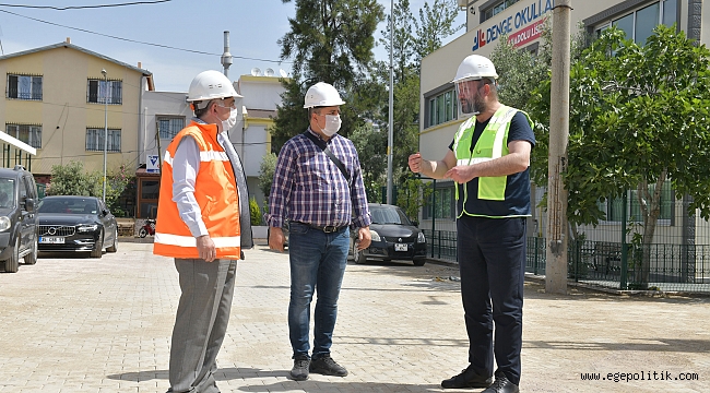 Başkan Utku Gümrükçü’den üst yapı çalışmalarına yerinde inceleme