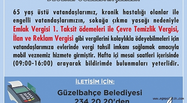 Güzelbahçe Belediyesi’nden Mobil Vezne Hizmeti