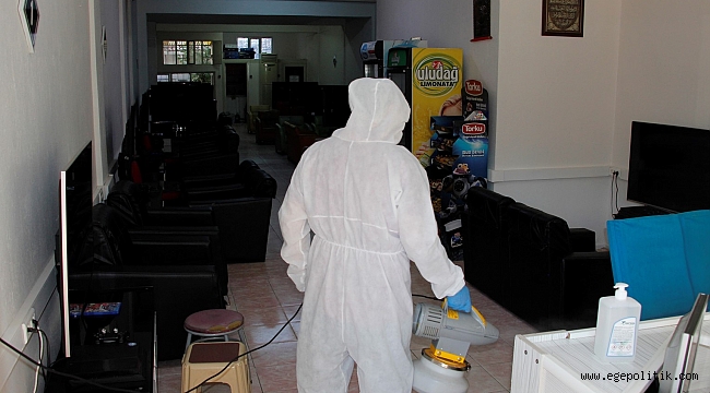 Ödemiş’te internet kafeler ve oyun salonları dezenfekte ediliyor