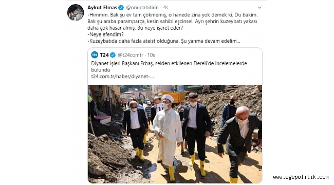 Aykut Elmas' tan Diyanet İşleri Başkanı' na esprili gönderme