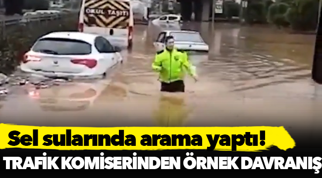 Selin vurduğu İzmir'de polis beline kadar suya girdi, herkesin takdirini topladı