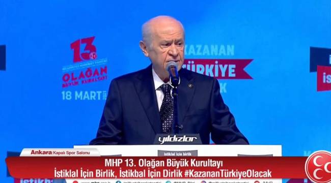 Bahçeli, MHP Kurultayı'nda konuştu: Artık parlamenter sisteme geri dönüş yok; stratejik hedeflerimizin ilki Türk tipi başkanlık sistemine sahip çıkmaktır