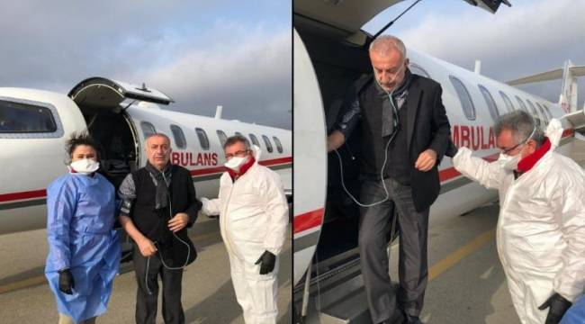 Azerbaycan'da Covid-19'a yakalanan patron Surur Aydın ambulans uçakla Türkiye'ye getirildi
