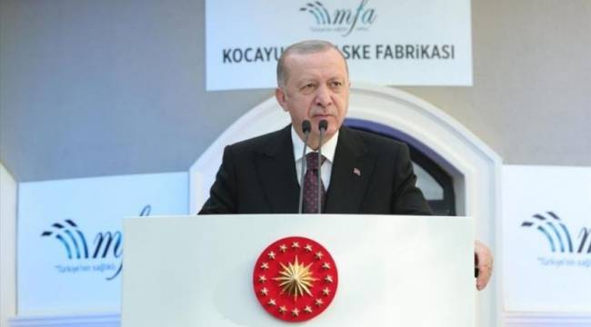 Erdoğan maske fabrikası açılışında konuştu: Biz ücretsiz veriyoruz