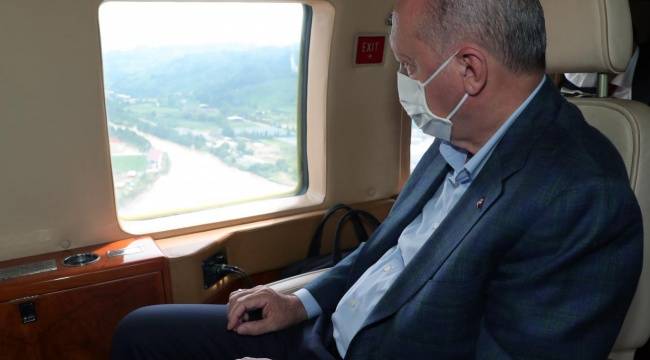 Erdoğan, Rize'de sel bölgesine gitti