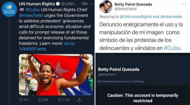 Fotoğrafının yanlış kullanılmasına itiraz eden Kübalı kadına Twitter'dan sansür