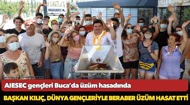 Başkan Kılıç, dünya gençleriyle beraber üzüm hasat etti