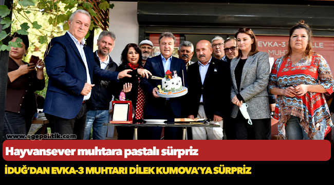 Hayvansever muhtara pastalı sürpriz