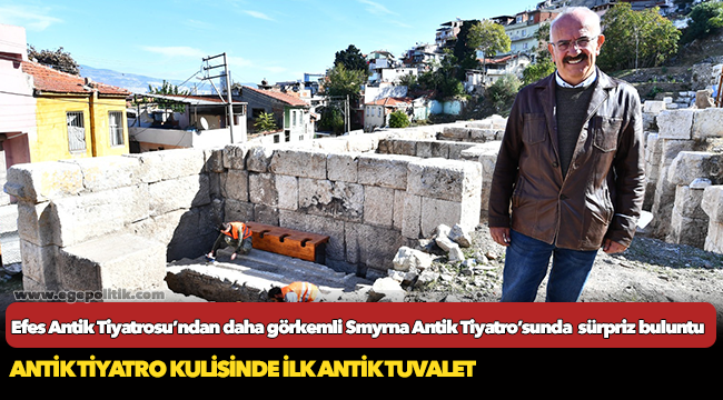 Efes Antik Tiyatrosu’ndan daha görkemli Smyrna Antik Tiyatro’sunda  sürpriz buluntu