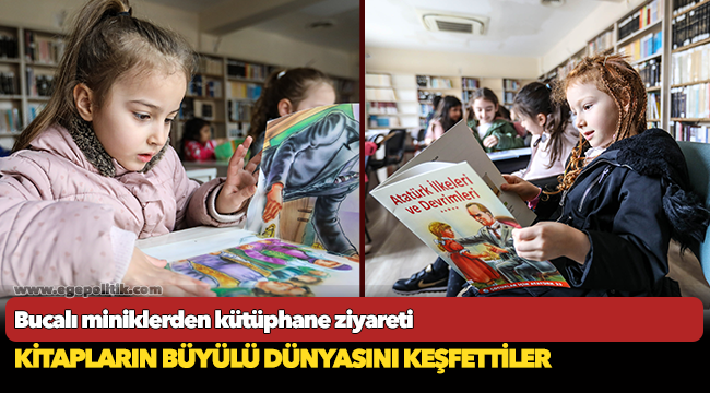 Bucalı miniklerden kütüphane ziyareti