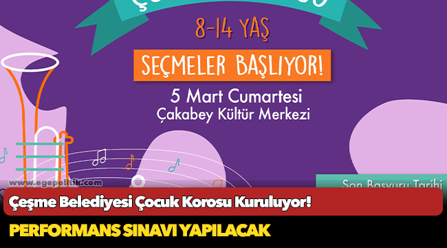 Çeşme Belediyesi Çocuk Korosu Kuruluyor!
