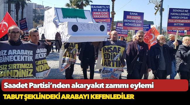 Tabut şeklindeki arabayı kefenlediler