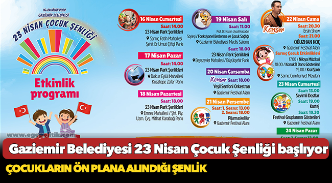 Gaziemir Belediyesi 23 Nisan Çocuk Şenliği başlıyor