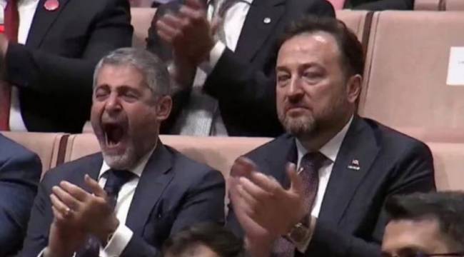 Bakan Nebati, Erdoğan'ı hem alkışladı hem esnedi