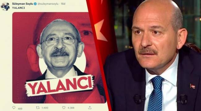 İçişleri Bakanı Soylu'dan Kılıçdaroğlu paylaşımı: Yalancı