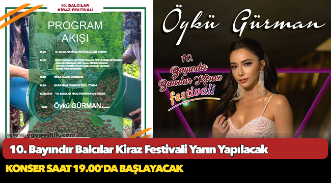 10. Bayındır Balcılar Kiraz Festivali Yarın Yapılacak